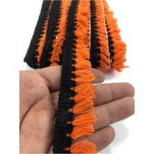 Teknotrust Turuncu ve Siyah Şerit Saçak Püskül, 1 Metre, En 3 Cm, Partiye Renkli Dokunuş