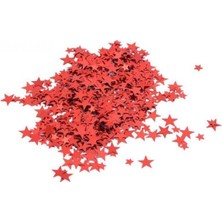 Kırmızı Yıldız Desenli 10 Gram Balon Içi Pul Konfeti, 2 cm