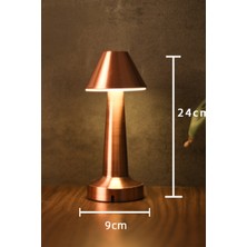 Şapkalı Mantar Model Rosegold Bakır Renk Dokunmatik Şarjlı Masa Lambası