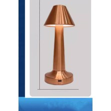 Şapkalı Mantar Model Rosegold Bakır Renk Dokunmatik Şarjlı Masa Lambası