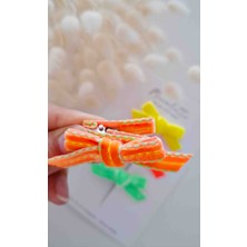 Neon Kadife Fiyonk El Yapımı Mini Klips 4lü Bebek Tokası Seti (3.5cm)