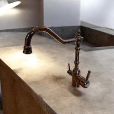 Bakır Rustik Arıtmalı Evye Bataryası Bronz Arıtmalı Mutfak Musluğu