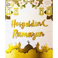 Teknotrust Hoşgeldin Ramazan Metalize Altın Set, Renkli ve Şık Dekorasyon Takımı