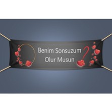 Teknotrust Evlilik Teklifi Pankartı 70X200 Cm, Renk Siyah, Özel Anlar Için Dekorasyon