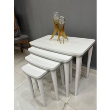 Beyaz Çiftkatlı Zigon Sehpa