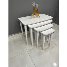 Beyaz Çiftkatlı Zigon Sehpa