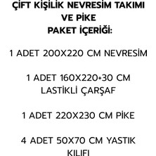 Çift Kişilik Nevresim Takım Lastikli Çarşaflı + Pike + 4 Yastık Kılıfı | Çeyiz Seti