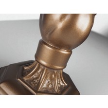 Luinon Suma El Yapımı Abajur – Bronz Reçine Gövde, Ekru Geometrik Şapka | Modern Retro Tasarım
