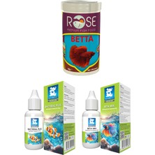 Rose Beta Balığı Yemi 100ML, Mix Multivitamin 50CC, Bacteria Plus 50CC