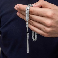 Nidam Butik Gümüş Kapsül Kesim Erkek Tesbih