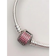 Kırmızı Taşlı Klipsli Silindir Bileklik Charm Taşıyıcı