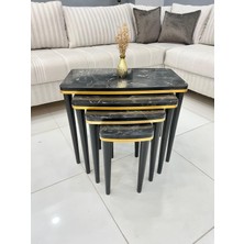 Siyah Mermer Çift Katlı Zigon Sehpa