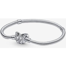Kelebek Klipsi Gümüş Bileklik Charm Taşıyıcı