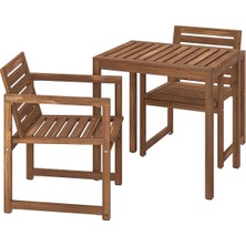 Masa ve Sandalye Seti, Açık Kahverengi, Mindersiz, 2 Sandalyeli