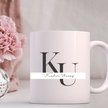 Kişiye Özel Baş Harf ve Isim Yazılı Şık Tasarım Kupa Bardak