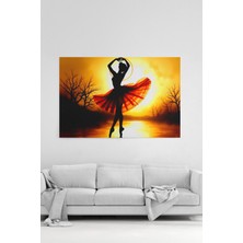 Bale Dansçısı Gün Batımı Silüeti Kanvas Tablo %100 Pamuk Dokulu Sanat Eseri