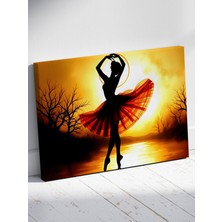 Bale Dansçısı Gün Batımı Silüeti Kanvas Tablo %100 Pamuk Dokulu Sanat Eseri