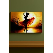 Bale Dansçısı Gün Batımı Silüeti Kanvas Tablo %100 Pamuk Dokulu Sanat Eseri
