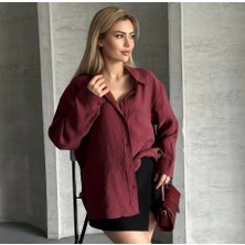 Tensel Dokulu Oversize Gömlek
