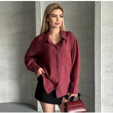 Tensel Dokulu Oversize Gömlek