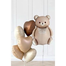 Pastel Krem ve Çikolata Renkli Kalp Balon Seti, 3 Adet, Doğum Günü Süsleri