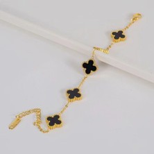 Kadın Yonca Figürlü Mineli Çelik Bileklik