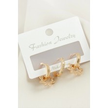 3 Adet Yıldız Zirkon Taşlı Küpe