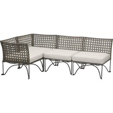 Bahçe Köşe Kanepe Seti, Koyu Gri, 210X73 Cm, Frösön-Duvholmen Bej, Oturma Minderi