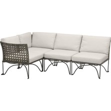 Bahçe Köşe Kanepe Seti, Koyu Gri, 210X73 Cm, Frösön-Duvholmen Bej, Oturma/sırt Minderi