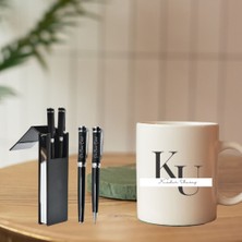 Kişiye Özel Isim Yazılı Kupa ve Kalem Seti | Şık Hediye Kutulu Ofis Seti