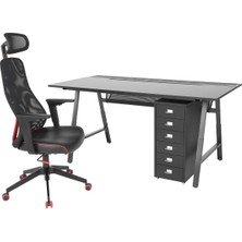 Çekmece Üniteli Oyuncu Masası ve Sandalyesi, Siyah