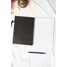 A5 Istanbul Temalı Siyah Kraft Kapaklı Defter - Kareli Defter - 60 Yaprak (120 Sayfa) 15X21 cm