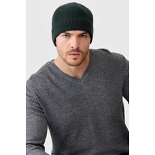 Desen Triko Erkek Yün Bere Yeşil