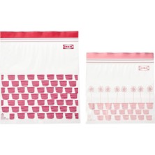 Kilitlenebilir Buzdolabı Poşeti, Kırmızı-Pembe, 2,5 Lt ve 1,2 Lt, 50 Adet