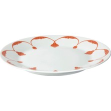 Tabak, Beyaz-Turuncu Desenli, 20 cm