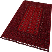 Buhari  Bhr  04 Red   Kaymaz  Tabanlı  Ince  Afgan  Desenli  Halı
