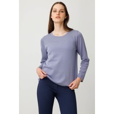 Kadın Sıfır Yaka Uzun Kollu Basic Yün Bluz A.eflatun