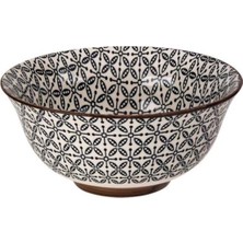 Beyaz Etnik Desen Tekli Kase 16X7CM