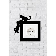 Kedili Tasarım Priz Çerçevesi (Iç Ölçü 8,4x8,4 Cm) Dekoratif Priz Kenarlık Süsü - Ev Süsü