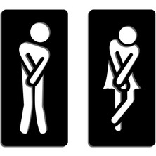 Esprili Ahşap Wc Tuvalet Kapı Yönlendirme Levha 2 Adet Duvar Dekoru - Ahşap Wc Tabela