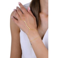 Gümüş Altın Yaldızlı Zirkon Taşlı Sıralı Kalpler Şahmeran SGTL13004GOLD