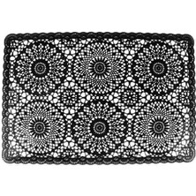 Arow Siyah Dantel Desen 6'lı Amerikan Servis