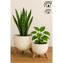 2li Küre Saksı Seti 2 Boy Ayaklı Süzgeçli Plastik Çiçek Saksısı Set