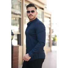 Hakim Yaka Slim Fit Battal Gömlek