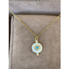 Aida Jewelss 316 L Cerrahi Çelik Sedefli Göz Modeli Zarif Çelik Kolye