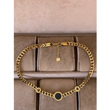 Aida Jewelss 316 L Cerrahi Çelik Geçme Gurmet Zincirli Tasarım Paslanmaz Kararmaz Çelik Kolye