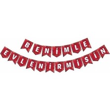 Kırmızı Renkli Sevgi Dolu Evlilik Teklifi Banner Yazısı