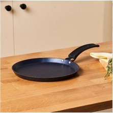 Granit Kaplama Krep Tavası Siyah – 28 Cm, Yapışmaz Yüzey