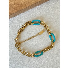 Aida Jewelss 316 L Cerrahi Çelik Mavi Mineli Tasarım Şık Paslanmaz Kararmaz Çelik Bileklik