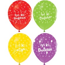 Teknotrust Iyi Ki Doğdun Temalı 100 Adet Beyaz Balon Seti, Kutlama Için Renkli Süsler